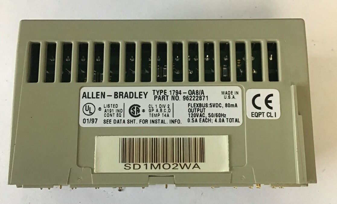 ALLEN BRADLEY 1794-OA8 OUTPUT 120VAC W/ 1794-TBNF/A TERMINAL BLOCK