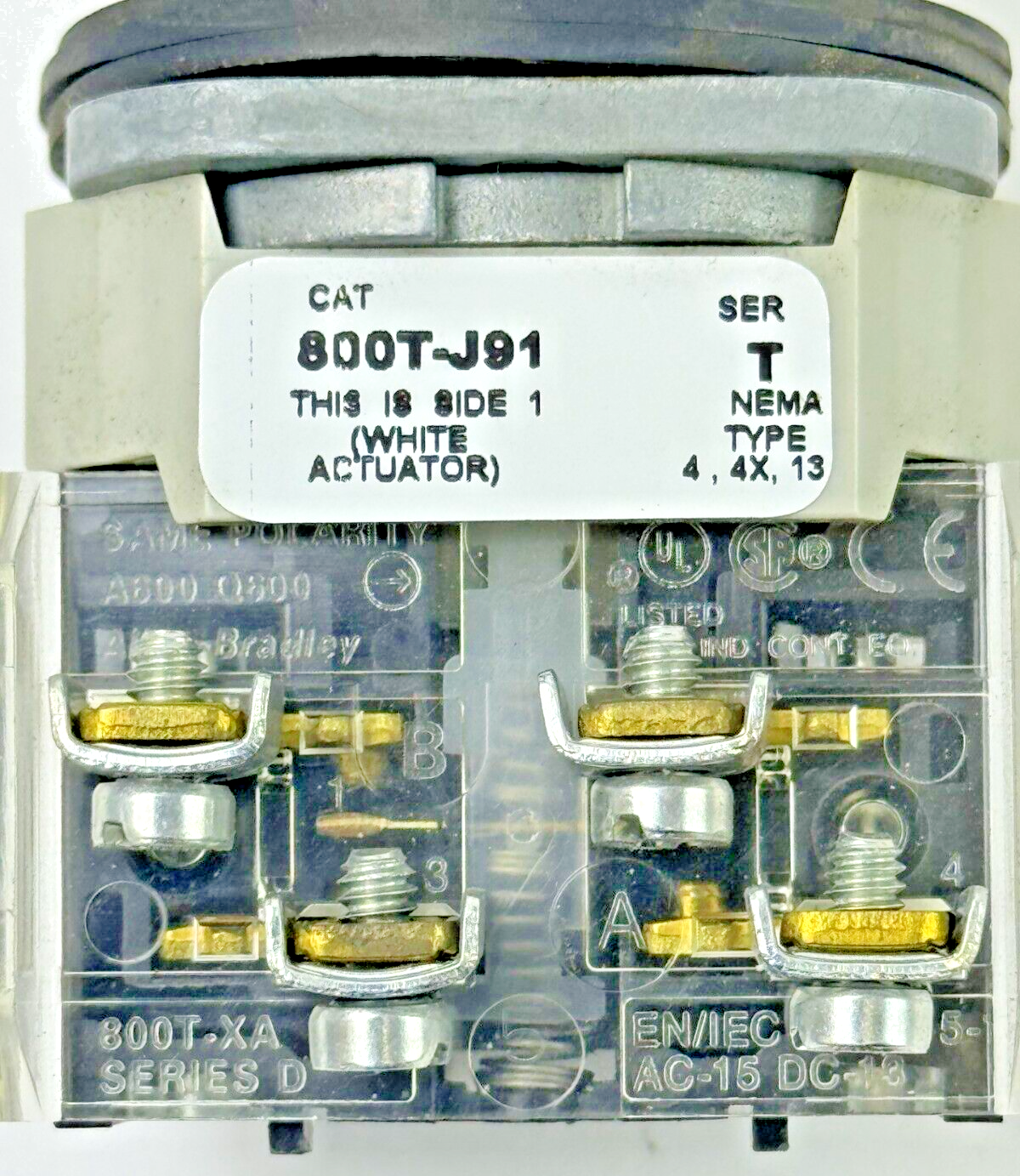 ALLEN-BRADLEY - 800T-J91 SER. T - SELECTOR SWITCH W/ 800T-XA SER. D BLOCK