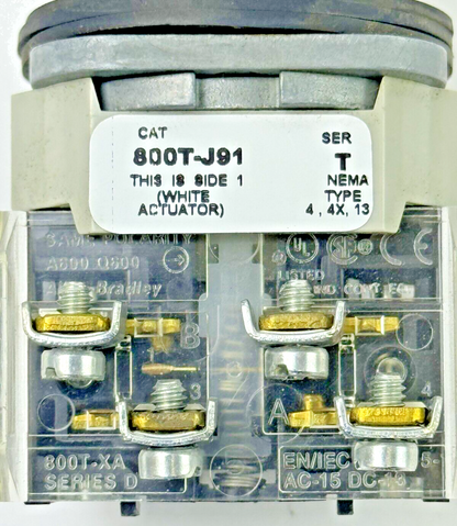 ALLEN-BRADLEY - 800T-J91 SER. T - SELECTOR SWITCH W/ 800T-XA SER. D BLOCK