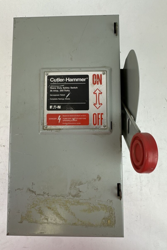 CUTLER HAMMER DH221NGK FUSIBLE SAFETY SWITCH 240VAC 3PH 7.5HP 250VDC 5HP 2P 30A