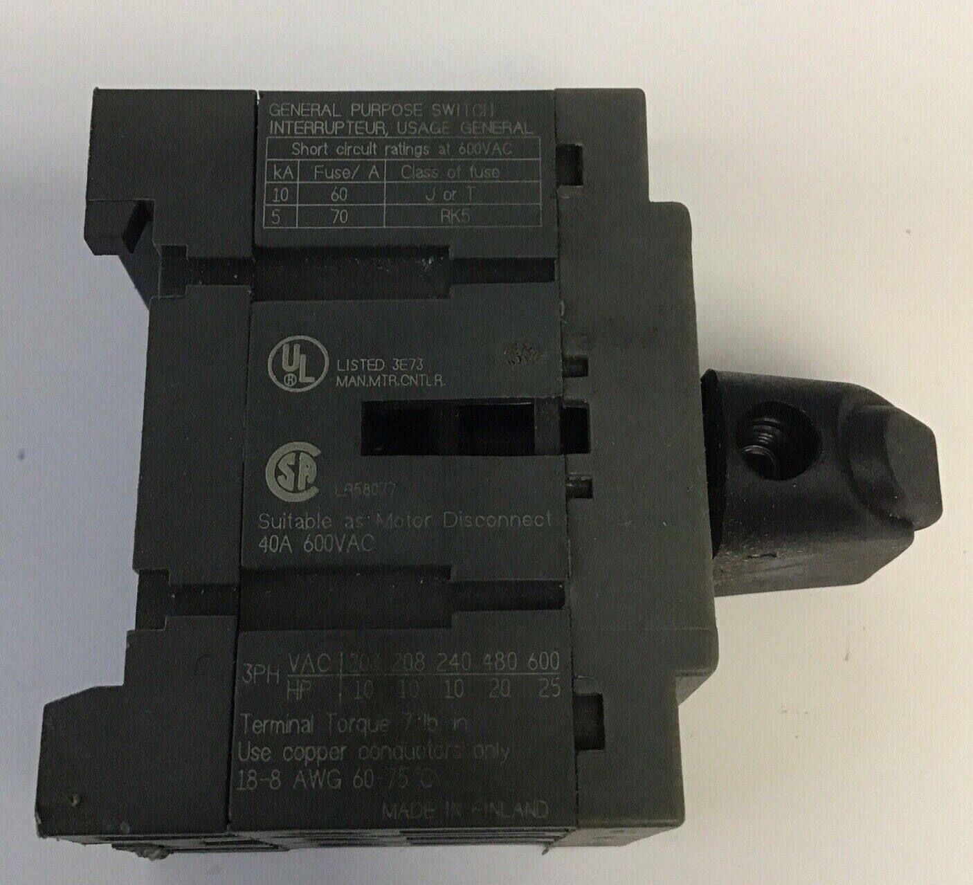 BUSSMANN BDNF32 GENERAL PURPOSE SWITCH 40A 600VAC