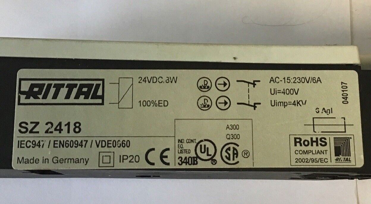 RITTAL SZ 2418 SAFETY DOOR INTERLOCK 24VDC 400V 4KV