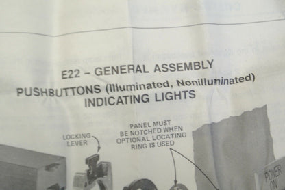 CUTLER-HAMMER E22TA ILLUMINATED OPERATOR EXT. BUTTON / AMBER / NEW SURPLUS