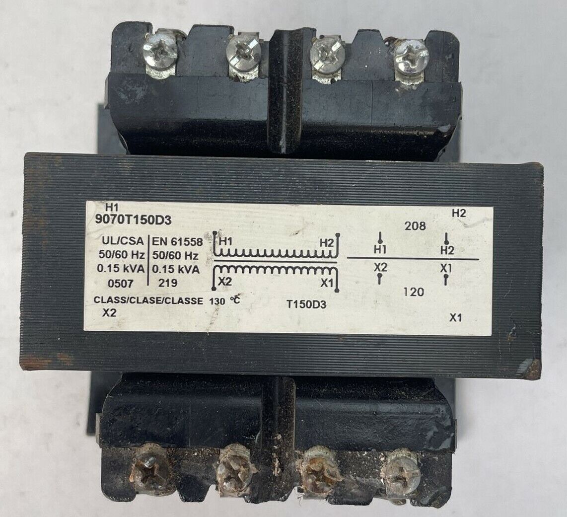 SQUARE D 9070T150D3 TRANSFORMER 0.15kVA 120/208VAC