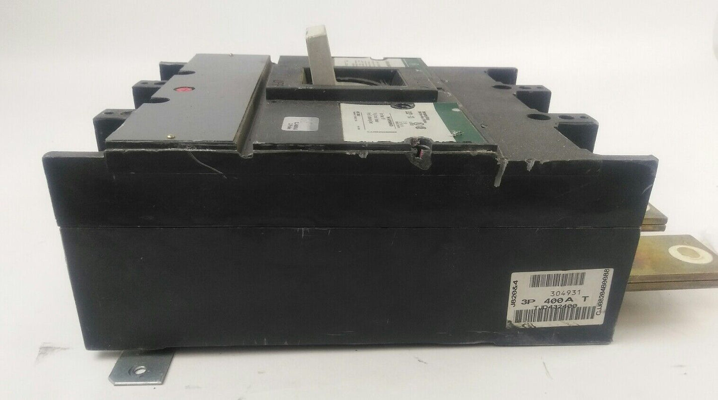 GE TJD432400 CIRCUIT BREAKER 400A, 240V, 3P, 250VDC, KA 22, LUG CAT#TCAL43, USED