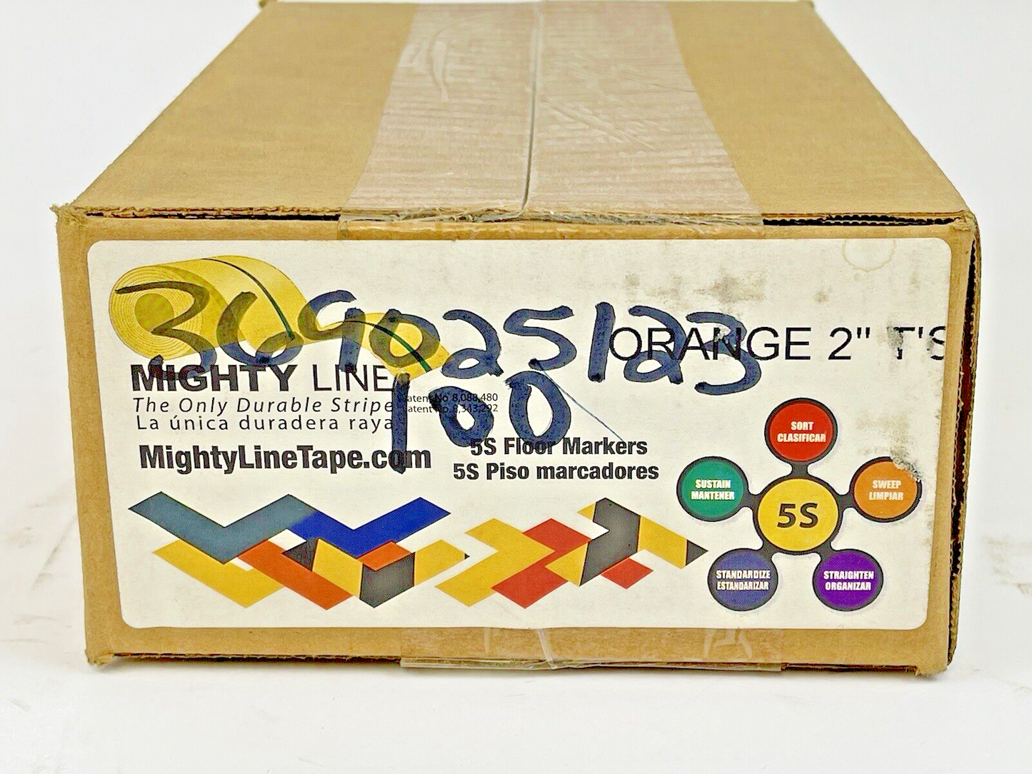 MIGHTY LINE TAPE - ORANGE T - BOX of 100 - INDUSTRIAL TAPE - T's - 6"X6"X2"