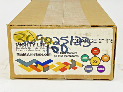 MIGHTY LINE TAPE - ORANGE T - BOX of 100 - INDUSTRIAL TAPE - T's - 6"X6"X2"