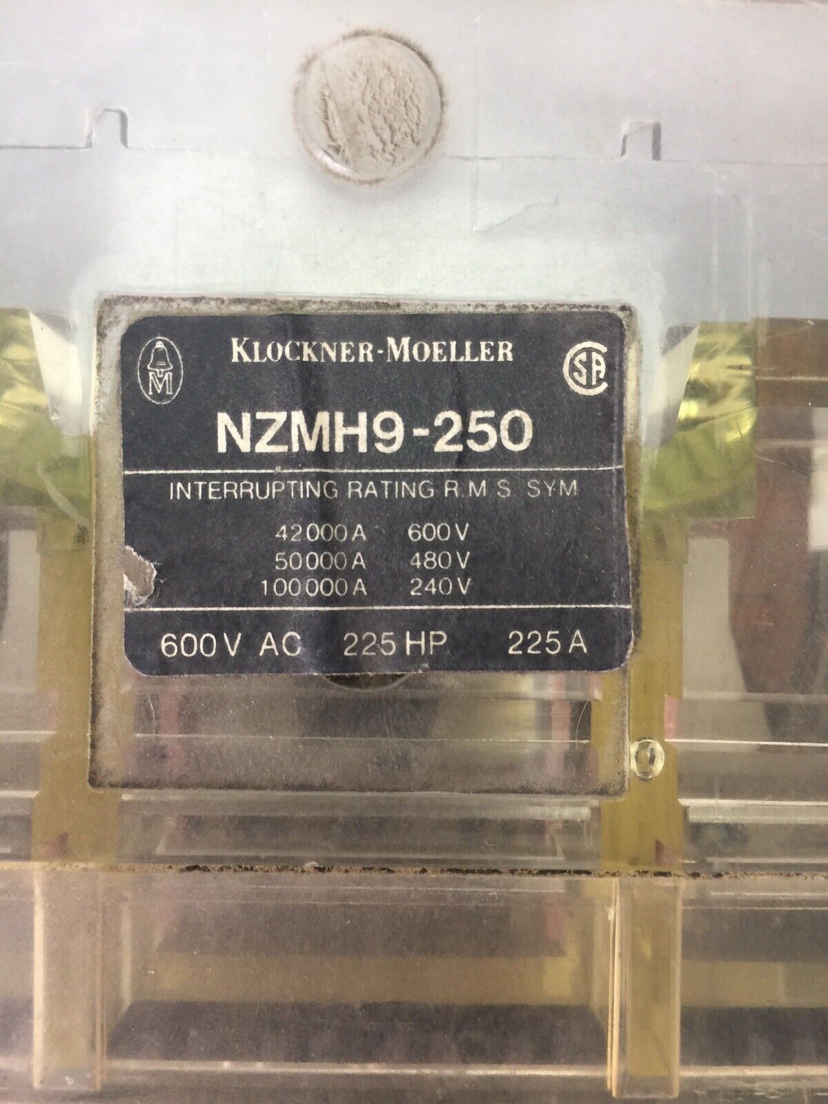 KLOCKNER MOELLER NZMH9-250 CIRCUIT BREAKER 600VAC 225HP 225A