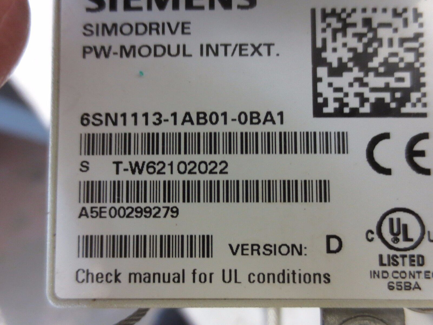 SIEMENS 6SN1113-1AB01-0BA1 SIMODRIVE PW-MODUL INT/EXT - PULSED RESISTOR MODULE