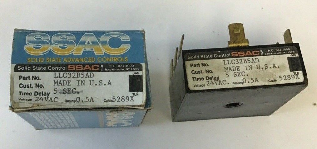 SSAC LLC32B5AD SOLID STATE TIMER 24VAC 0.5A TIME DELAY 5SEC.