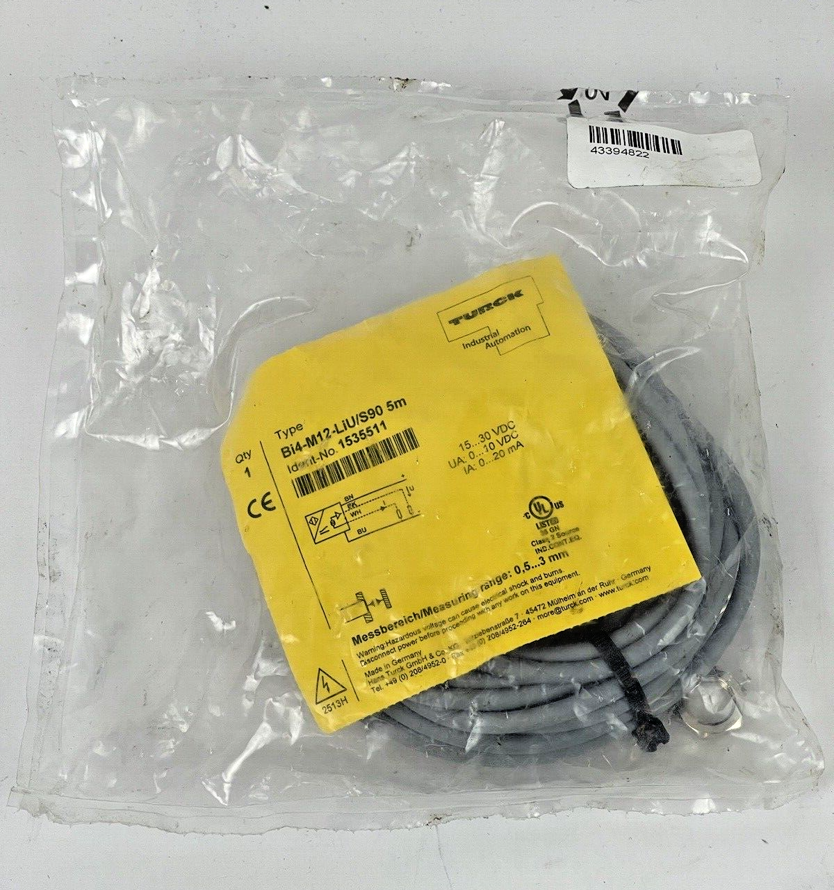 TURCK - BI4-M12-LIU/S90 - INDUCTIVE SENSOR WITH ANALOG OUTPUT - PROXIMITY SENSOR