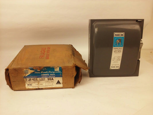 ITE BULLDOG JF421, FUSIBLE SAFETY SWITCH, 30A, 240VAC, H.P.10, 2PH, 4P, NEW