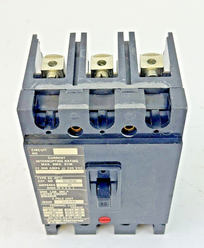 CUTLER-HAMMER / EATON - EC3030 SER. 3 - CIRCUIT BREAKER - 30A/ 240 VAC/ 3 POLE