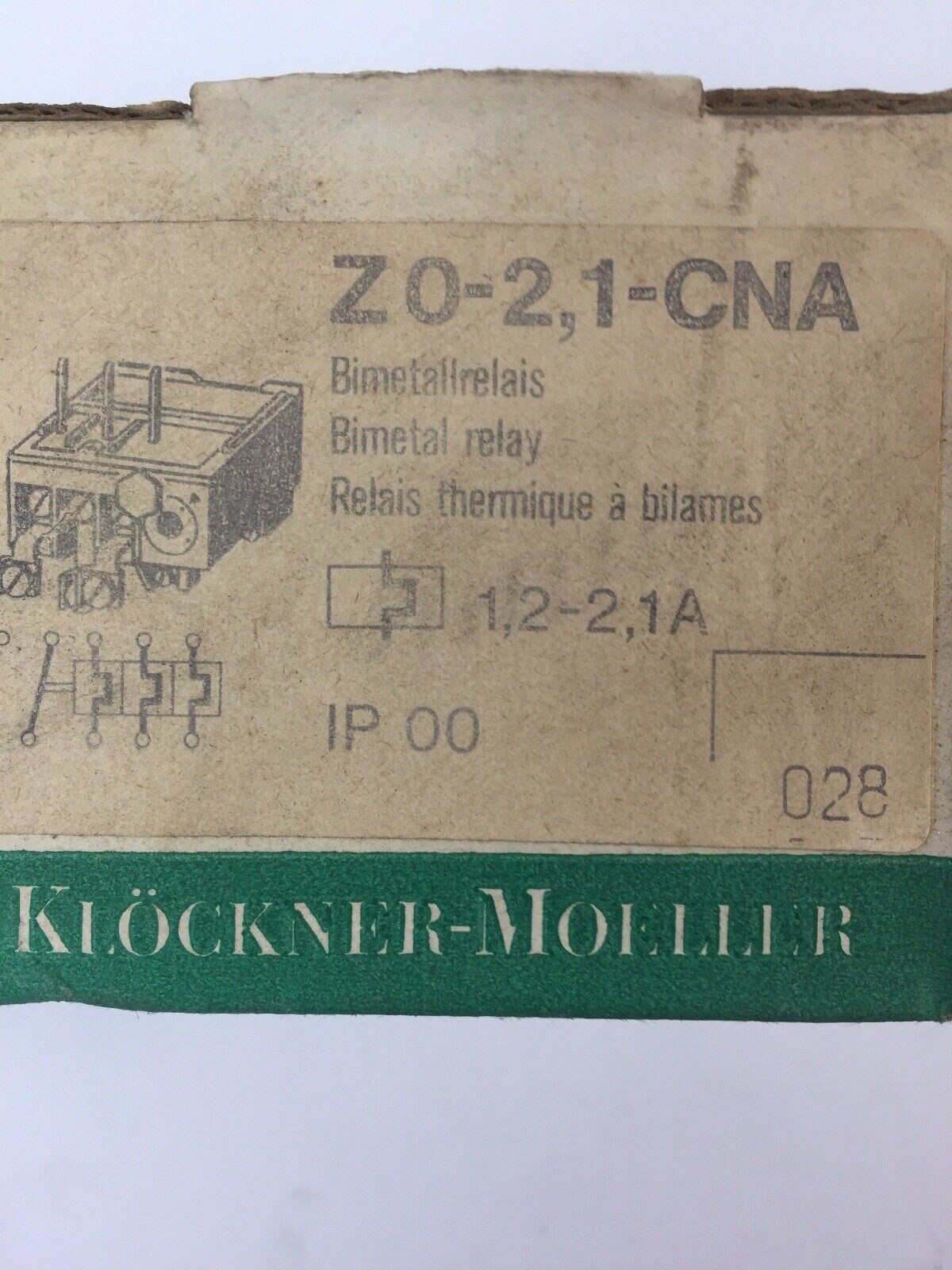 KLOCKNER MOELLER Z0-2,1-CNA BIMETAL RELAY 600VAC 1.2-2.1AMP