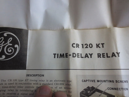 GENERAL ELECTRIC CR120KT00348AA RELAY / TIME DELAY UNIT 24VDC 0.3 - 15 SECONDS