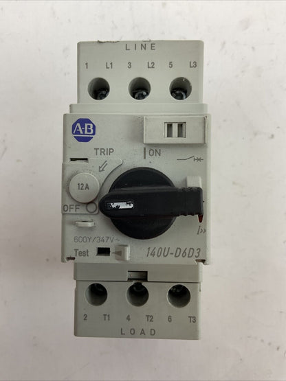 ALLEN BRADLEY 140U-D6D3-C12 MOTOR PROTECTOR SER C 12A 600Y/347VAC