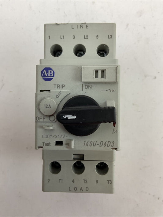 ALLEN BRADLEY 140U-D6D3-C12 MOTOR PROTECTOR SER C 12A 600Y/347VAC