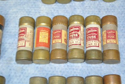 LOT of 23 / BUSSMANN JKS3, JKS4, JKS10, JKS12, JKS15, JKS20 QUICK-ACTING FUSES