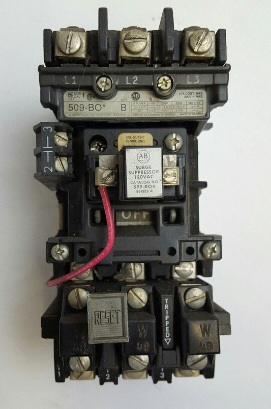 Allen-Bradley - NEMA Size 1, Cat.#509-BO, Series B Starter - 120 VAC Coil