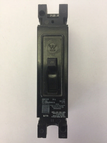 WESTINGHOUSE EHB1020 CIRCUIT BREAKER 20A 277VAC 125VDC 1 POLE (LOT OF 5)