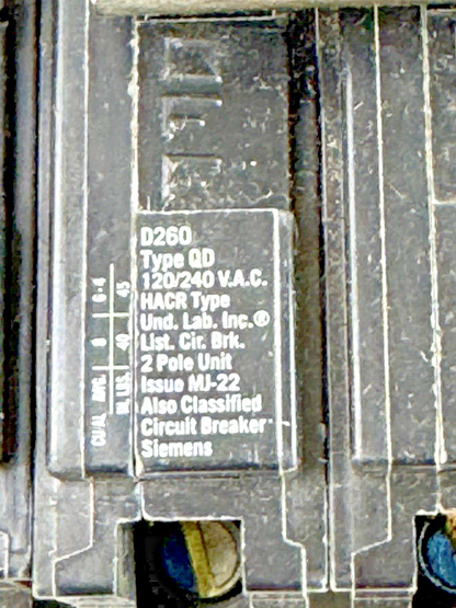 ITE / SIEMENS *BOX OF 3* - D260 - CIRCUIT BREAKERS-60A/2POLE/240VAC/TYPE QD/NEW