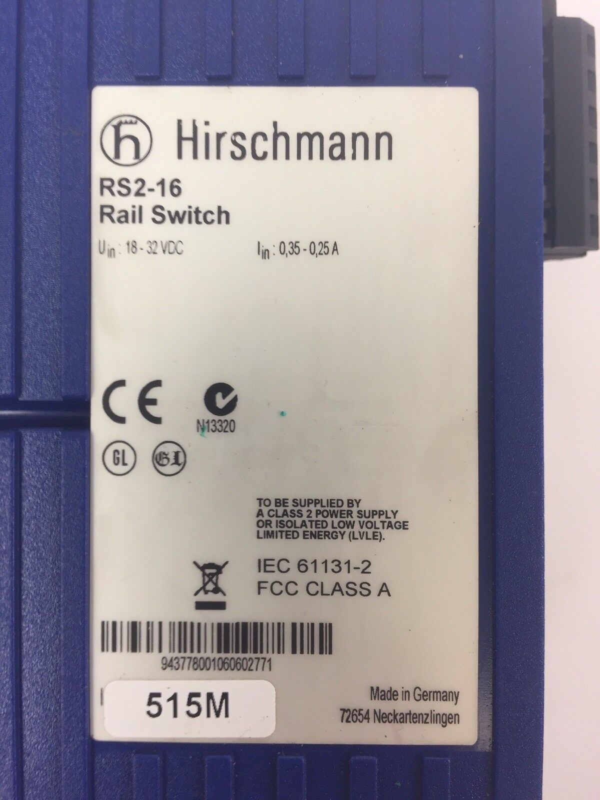 HIRSCHMANN RS2-16 RAIL SWITCHB18-32VDC UNMANAGED ETHERNET