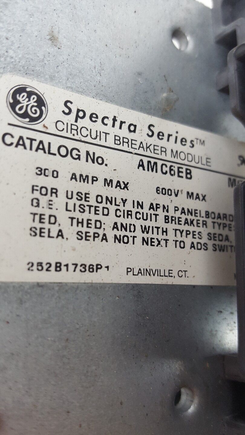 General Electric GE AMC6EB 3 Pole 300 Amp 600 Volt Model 1