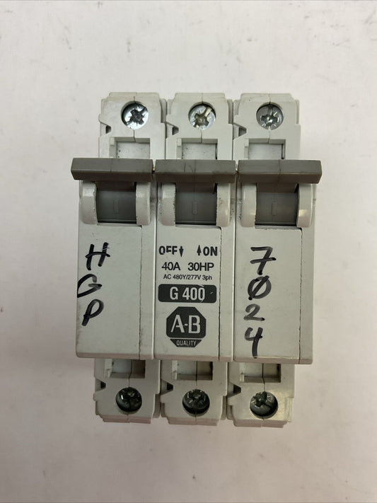 ALLEN BRADLEY 1492-CB3G400 MANUAL MOTOR CONTROLLER 40A 30HP 3P 480Y/277VAC SER C