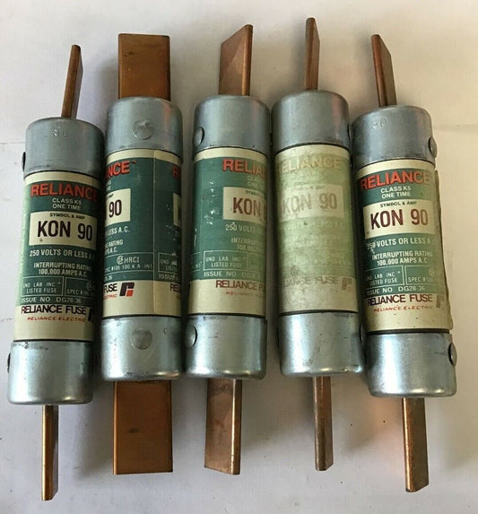 RELIANCE KON 90 FUSE CLASS K5 ONE TIME 250VAC ***LOTOF5***