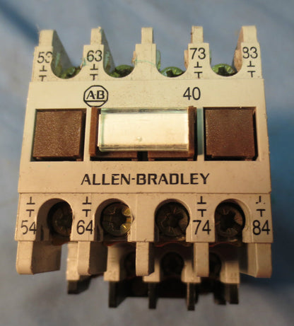 ALLEN BRADLEY 700-F400A1 Ser. C RELAY w/ A-B 195-FA40 Ser. A AUX. CONTACT BLOCK