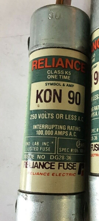 RELIANCE KON 90 FUSE CLASS K5 ONE TIME 250VAC ***LOTOF5***