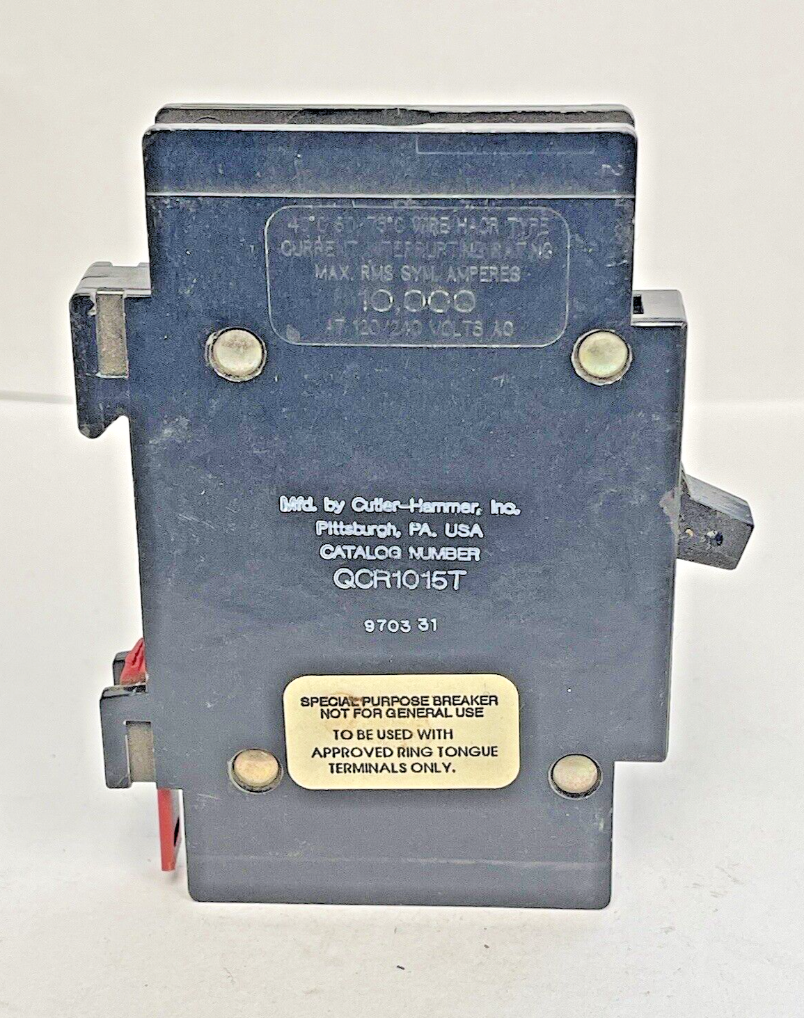 CUTLER-HAMMER - QCR1015T -1 POLE, 15 A, 120/240V CIRCUIT BREAKER - NEW OLD STOCK