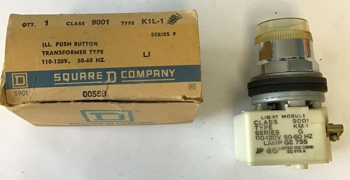 SQUARE D 9001K1L-1 ILL. PUSH BUTTON 120V SER.F CLEAR CAP