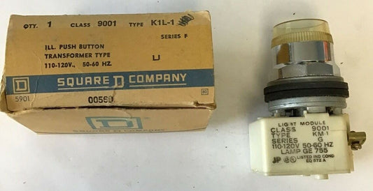 SQUARE D 9001K1L-1 ILL. PUSH BUTTON 120V SER.F CLEAR CAP
