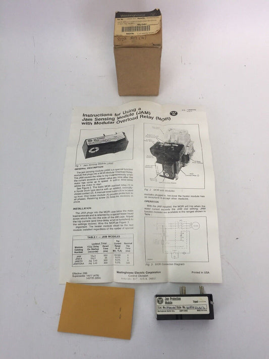 WESTINGHOUSE JAM-TD MOR RELAY JAM OVERLOAD MODULE 0.5-10 SEC 2608D22G12