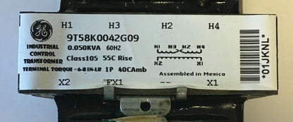 GENERAL ELECTRIC 9T58K0042G09 TRANSFORMER 0.050KVA 60HZ CLASS105 ***LOTOF3***