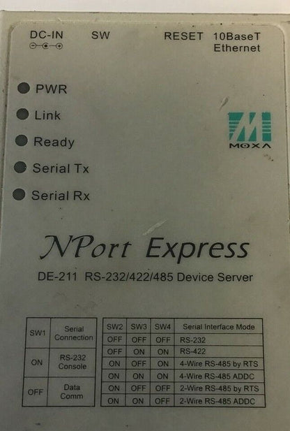 MOXA DE-211 NPORT EXPRESS RS-232/422/485 DEVICE SERVER