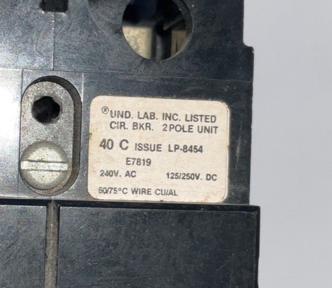 WESTINGHOUSE GC2040 CIRCUIT BREAKER 240VAC 40A 2POLE
