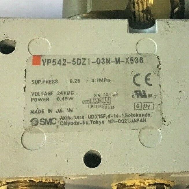 SMC VP542-5DZ1-03N-M-X536 SOLENOID VALVE W/ OMRON D4N-9B31 LIMIT SWITCH