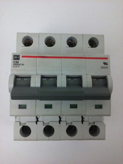 CUTLER HAMMER C30, WMS4C30, 480V@10KA, 240/415V@10KA, 4POLE, NEW SURPLUS