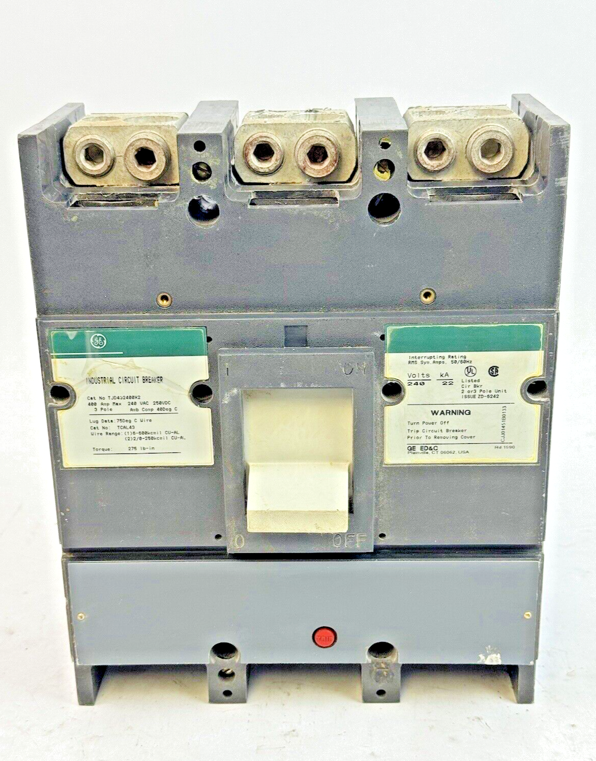GE - TJD432400X2 - INDUSTRIAL CIRCUIT BREAKER - 3 POLE/240 VAC/400A