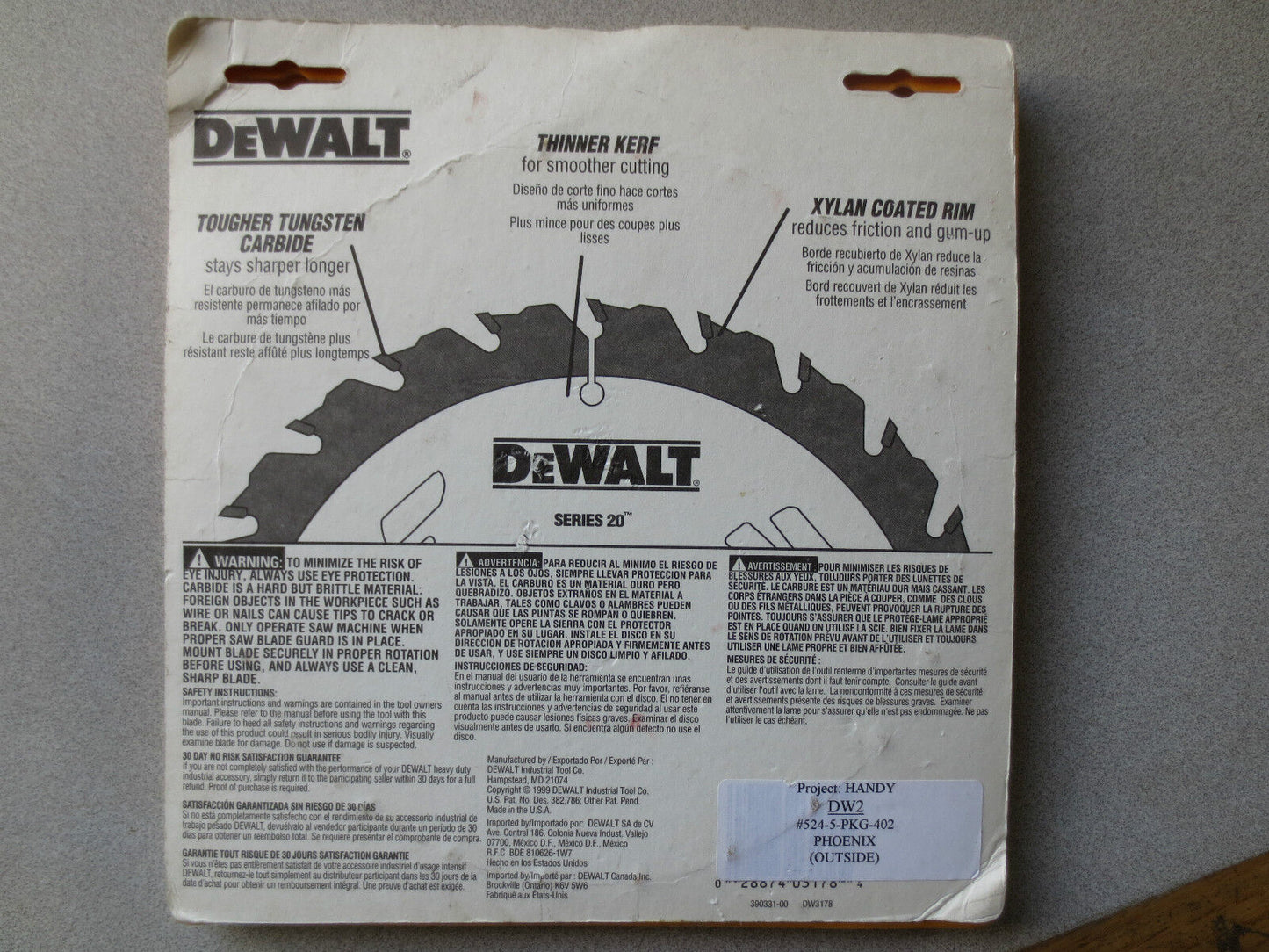 DEWALT DW3178 7-1/4" FRAMING BLADE 24 CARBIDE TEETH - NEW SURPLUS