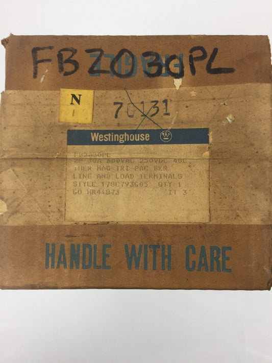 WESTINGHOUSE FB2030PL THER MAG TRI PAC BKR 2P 30A 600 VAC 250 VDC 40C