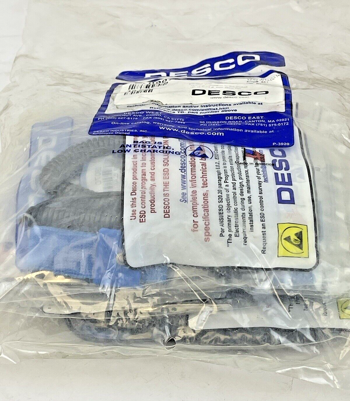 DESCO *LOT OF 10* - 09070 -WRIST STRAP, ELASTIC, ADJ., 6' COIL CORD, 4MM COMFORT