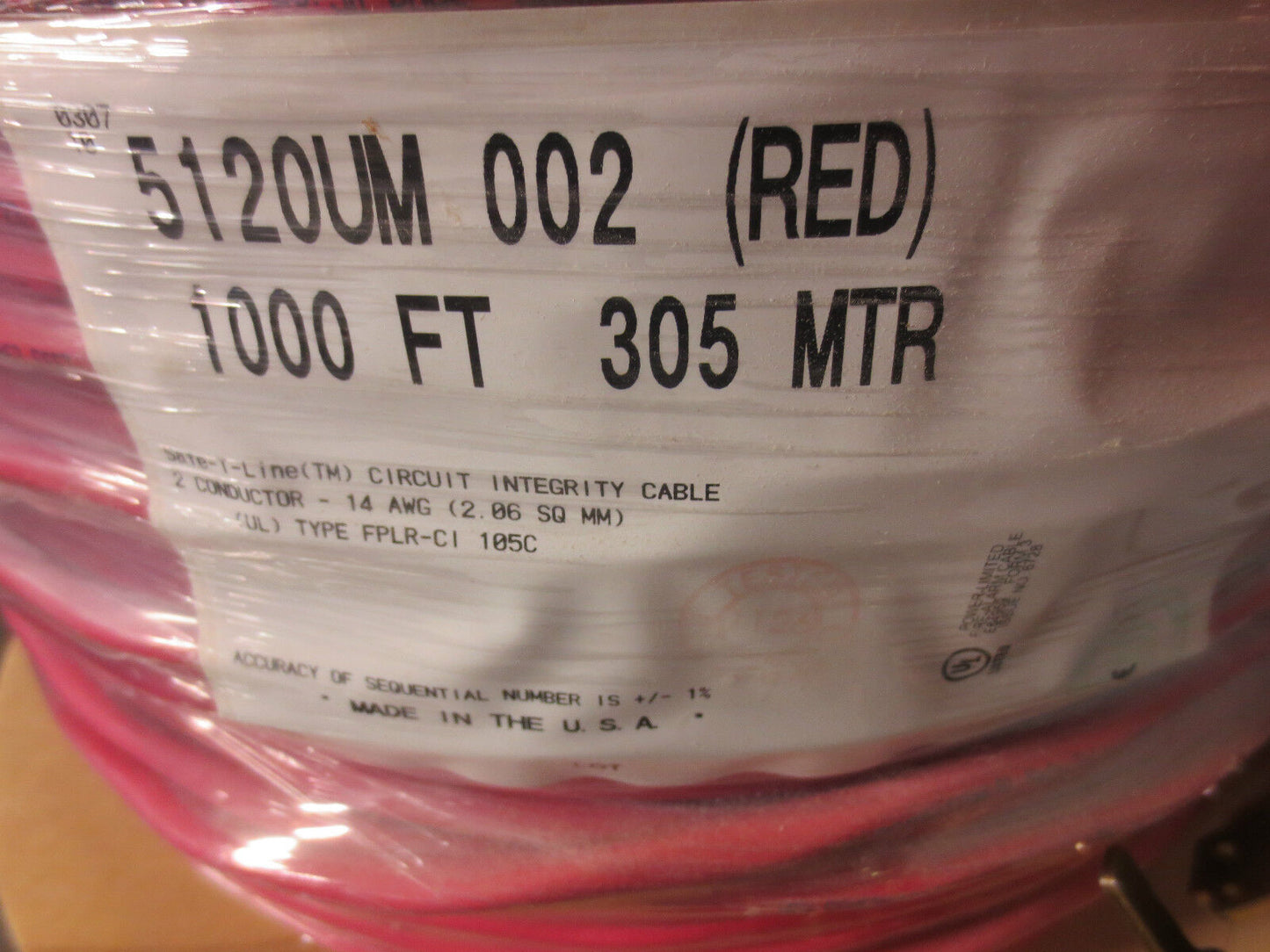 BELDEN 5120UM 002 - FIRE ALARM CABLE, Riser - FPLR, 14 AWG - RED - PER 1000 FT