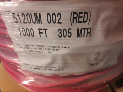 BELDEN 5120UM 002 - FIRE ALARM CABLE, Riser - FPLR, 14 AWG - RED - PER 1000 FT