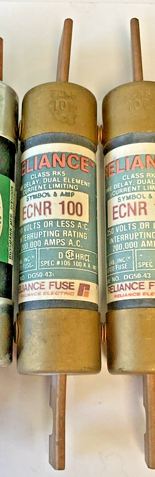 BUSSMANN/RELIANCE NON100, ECNR100, FRN100 FUSES 100A 250VAC ***LOTOF6***