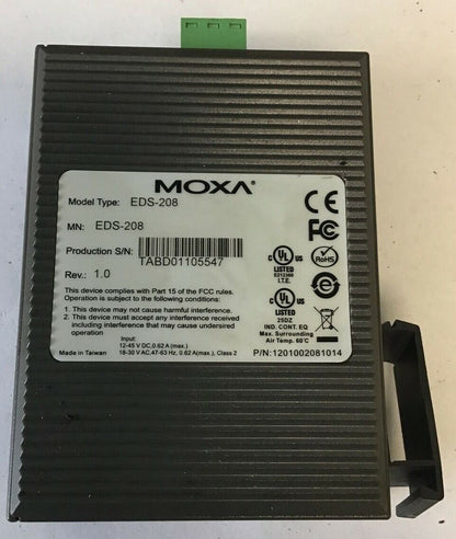 MOXA EDS-208 ETHERNET SWITCH 45VDC 30VAC