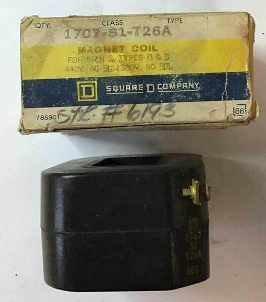 SQUARE D 1707-S1-T26A MAGNET COIL TYPES D&T 440V 60HZ/ 380V 50HZ