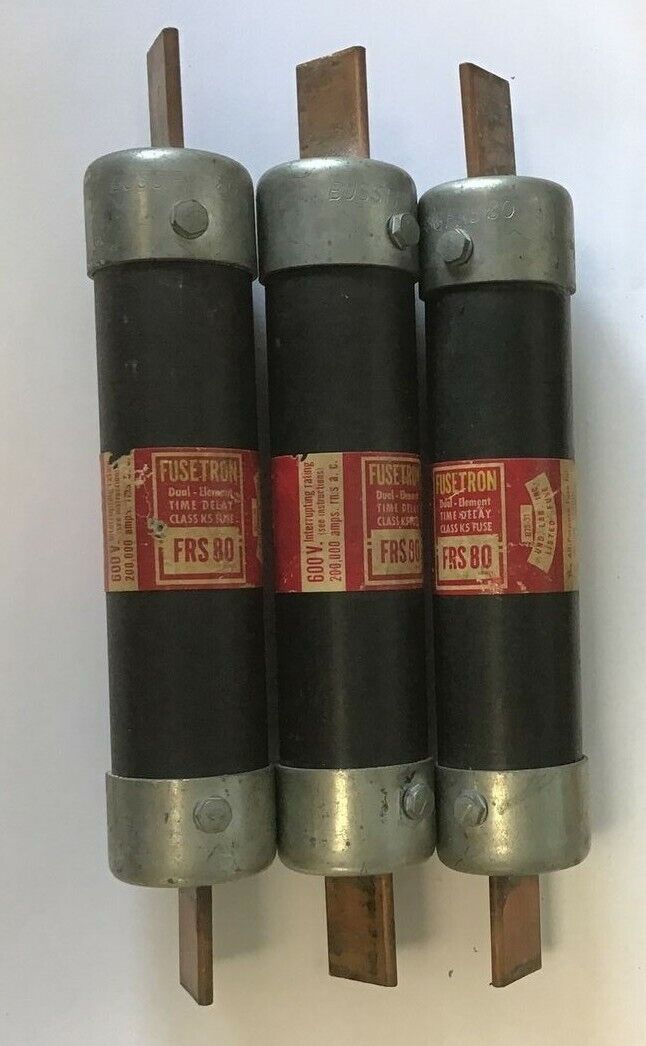 BUSSMANN FRS80 FUSETRON FUSE CLASS K5 80A TIME DELAY DUAL ELEMENT ***LOTOF3***